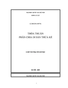 Thỏa Thuận Phân Chia Di Sản Thừa Kế: Luận Văn Thạc Sĩ VNU