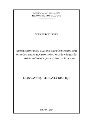 Quản lý giáo dục đạo đức cho học sinh THPT Nguyễn Văn
