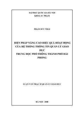 Nâng cao hiệu quả hệ thống thông tin quản lý giáo dục