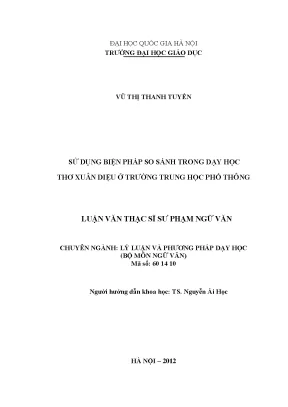 Biện Pháp So Sánh Trong Dạy Thơ Xuân Diệu Ở Trường Trung