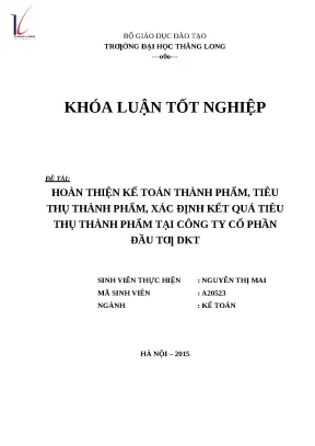 Hoàn thiện kế toán tiêu thụ thành phẩm tại công ty DKT