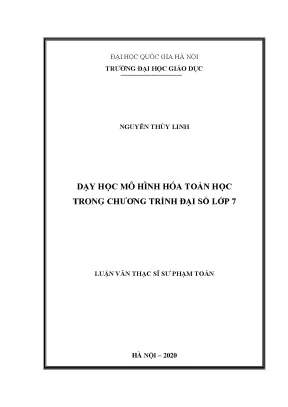 Dạy Học Mô Hình Hóa Toán Học Trong Chương Trình Đại Số Lớp 7