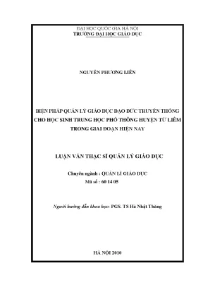 Quản lý giáo dục đạo đức truyền thống cho học sinh THPT