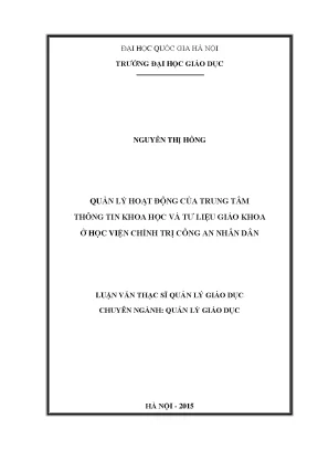 Quản lý hoạt động trung tâm thông tin khoa học tại Học