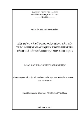 Ngân Hàng Câu Hỏi Trắc Nghiệm Khách Quan Trong Kiểm Tra