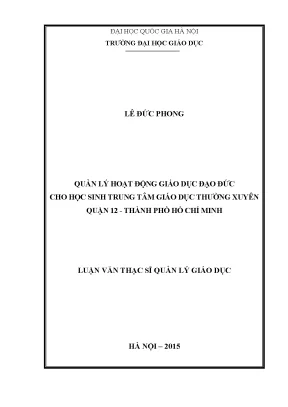 Quản lý giáo dục đạo đức cho học sinh tại trung tâm giáo