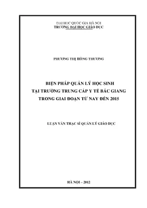 Biện Pháp Quản Lý Học Sinh Tại Trường Trung Cấp Y Tế Bắc