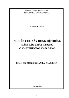 Nghiên cứu hệ thống đảm bảo chất lượng giáo dục tại các