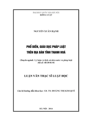 Phổ Biến Giáo Dục Pháp Luật Tại Tỉnh Thanh Hóa: Thực