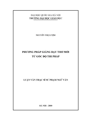 Phương Pháp Giảng Dạy Thơ Mới: Góc Độ Thi Pháp