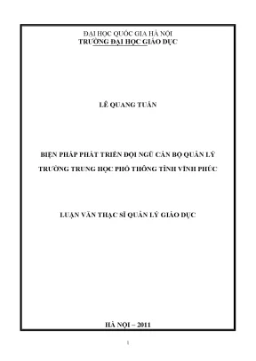 Phát Triển Đội Ngũ Cán Bộ Quản Lý Trường THPT Tỉnh Vĩnh Phúc