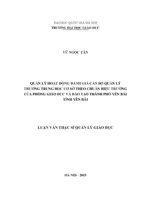 Quản lý đánh giá cán bộ quản lý trường THCS theo chuẩn