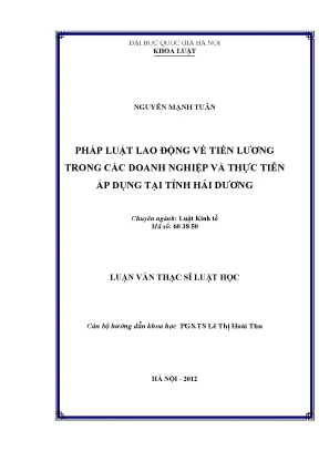 Pháp Luật Lao Động Về Tiền Lương Tại Doanh Nghiệp Ở Hải
