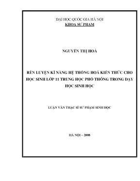 Rèn Luyện Kỹ Năng Hệ Thống Hóa Kiến Thức Cho Học Sinh