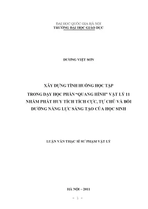 Xây Dựng Tình Huống Học Tập Trong Dạy Học Vật Lý 11