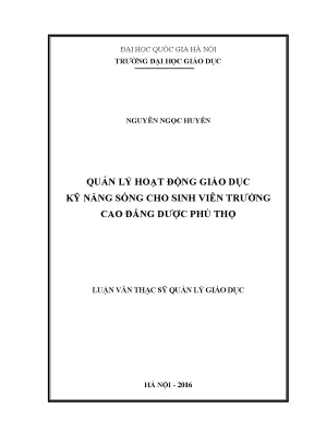 Quản lý giáo dục kỹ năng sống cho sinh viên tại Cao đẳng
