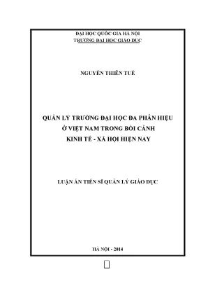 Quản Lý Trường Đại Học Đa Phân Hiệu Ở Việt Nam Trong Bối 