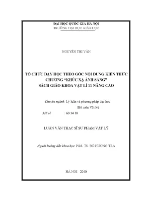 Tổ Chức Dạy Học Chương Khúc Xạ Ánh Sáng Trong Sách Giáo 