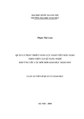 Quản Lý Phát Triển Năng Lực Giáo Viên Mẫu Giáo Theo Kỹ