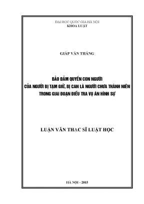 Bảo Đảm Quyền Con Người Cho Người Chưa Thành Niên Trong