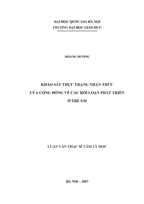 Khảo sát nhận thức cộng đồng về rối loạn phát triển ở trẻ em