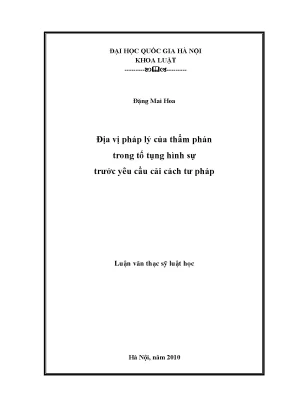 Địa Vị Pháp Lý Của Thẩm Phán Trong Tố Tụng Hình Sự: Cải