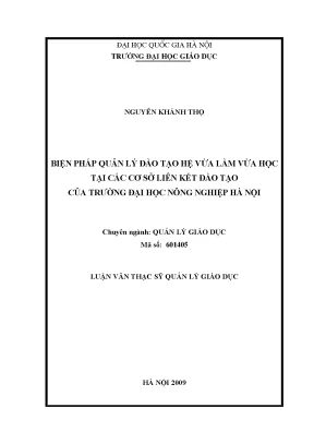 Quản lý đào tạo hệ vừa làm vừa học tại Đại học Nông