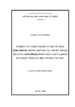 Nghiên cứu chiết tách và chuyển hóa zerumbone từ cây
