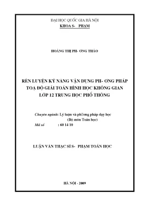 Rèn Luyện Kỹ Năng Vận Dụng Phương Pháp Tọa Độ Trong Giải 