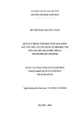 Quản Lý Trung Tâm Học Tập Cộng Đồng Tại Quận Phú Nhuận: