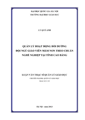 Quản Lý Bồi Dưỡng Giáo Viên Mầm Non Tại Cao Bằng Theo