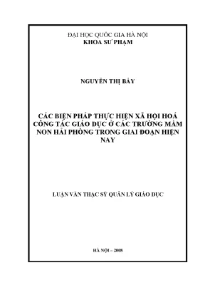Các Biện Pháp Xã Hội Hóa Giáo Dục Mầm Non Tại Hải Phòng