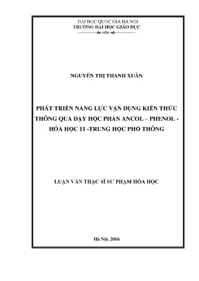 Phát Triển Năng Lực Vận Dụng Kiến Thức Hóa Học Qua Dạy
