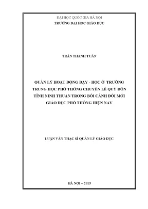 Quản lý hoạt động dạy học tại trường THPT Chuyên Lê Quý