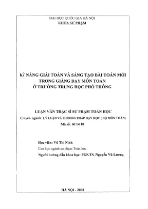 Luận văn thạc sĩ kỹ năng giải toán & sáng tạo toán THPT