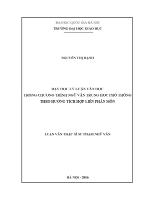 Dạy Học Lý Luận Văn Học Tích Hợp Trong Chương Trình Ngữ