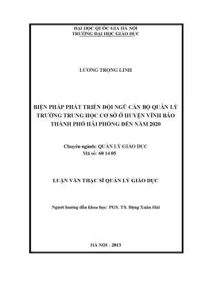 Phát Triển Đội Ngũ Cán Bộ Quản Lý Trường Trung Học Cơ Sở