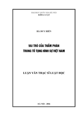 Vai trò của thẩm phán trong tố tụng hình sự Việt Nam