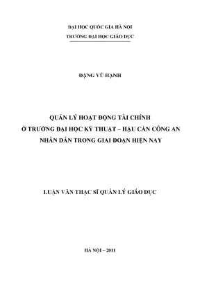 Quản lý tài chính tại Trường Đại học Kỹ thuật Hậu cần