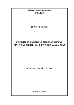 Nghiên cứu về khiếu nại và tố cáo trong giai đoạn khởi