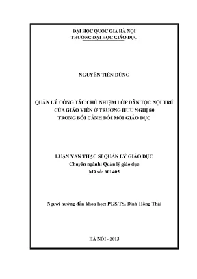 Quản lý công tác chủ nhiệm lớp dân tộc nội trú tại