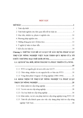 Xây Dựng Pháp Luật Trợ Cấp Nông Nghiệp Việt Nam Theo Quy