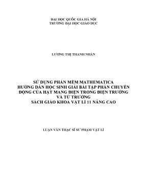 Hướng Dẫn Sử Dụng Mathematica Giải Bài Tập Vật Lý 11: