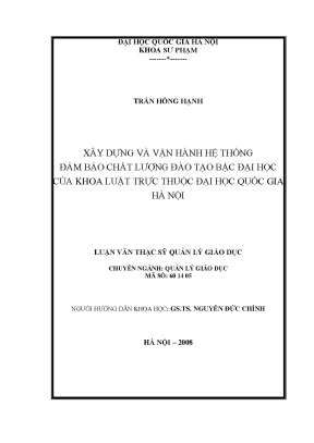 Hệ thống đảm bảo chất lượng đào tạo đại học tại Khoa