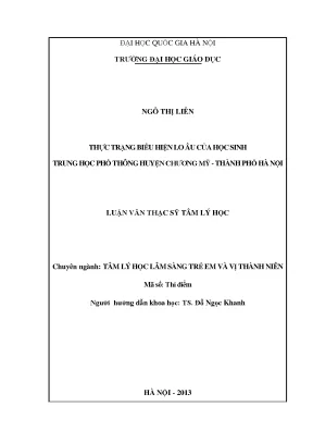 Thực trạng lo âu ở học sinh trung học phổ thông huyện