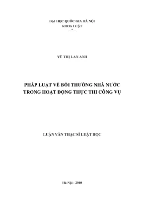 Bồi Thường Nhà Nước Trong Hoạt Động Thực Thi Công Vụ: 