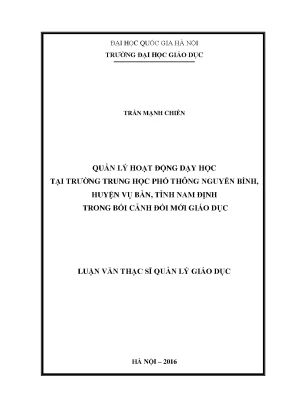 Quản Lý Hoạt Động Dạy Học Tại Trường THPT Nguyễn Bính
