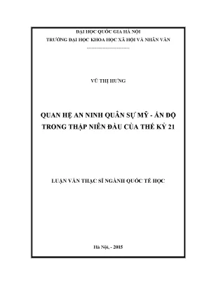 Quan hệ an ninh quân sự Mỹ - Ấn Độ trong thế kỷ 21