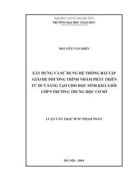 Phát Triển Tư Duy Sáng Tạo Cho Học Sinh Lớp 9 Qua Hệ