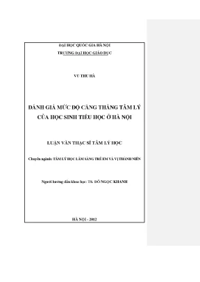 Đánh Giá Căng Thẳng Tâm Lý Ở Học Sinh Tiểu Học Tại Hà Nội